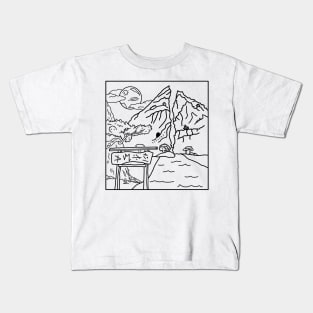 Japan’s Sado Kinzan Mine and split mountain Kids T-Shirt